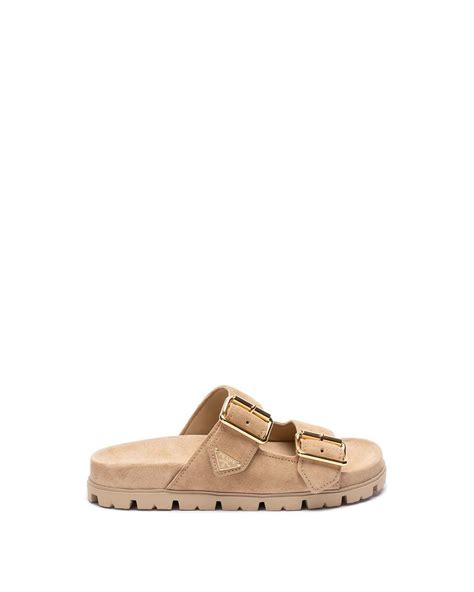 fisherman sandals prada|Prada double buckle suede sandals.